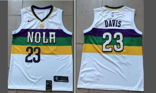 Men New Orleans Pelicans #23 Davis White City Edition Game Nike NBA Jerseys